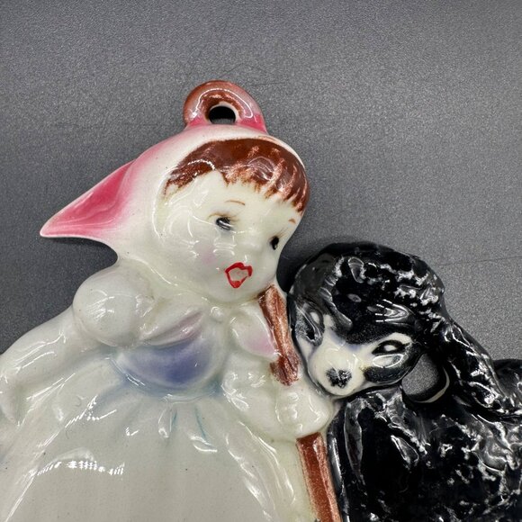 Vintage Nursery Rhyme Wall Plaque Baa Baa Black Sheep Norcrest Japan 50s Kitschy - Picture 4 of 9